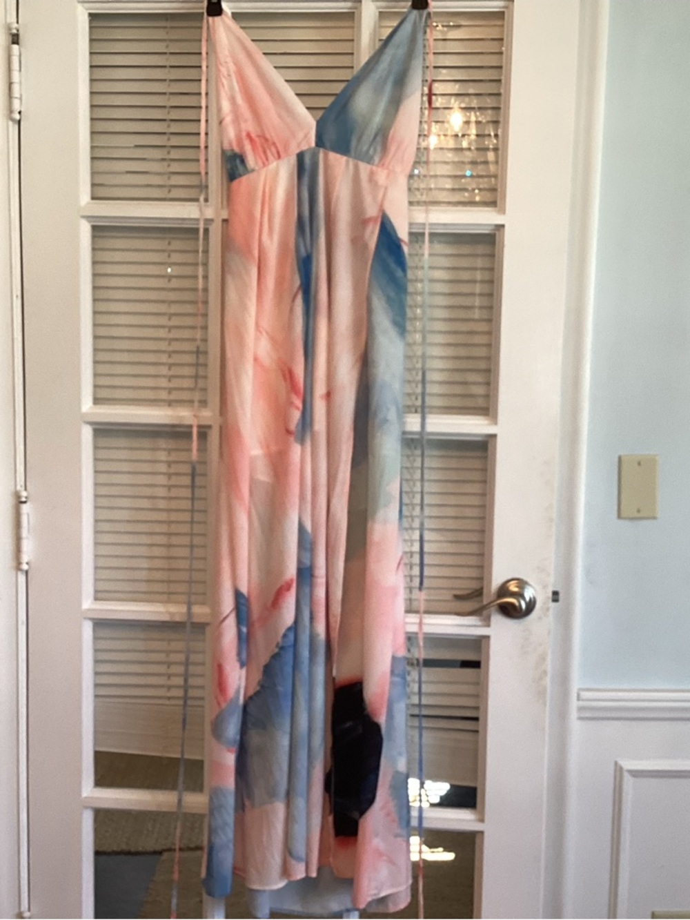 L'ATISTE Pastel Pink and Blue Maxi Dress